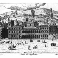 Palazzo Colonna und Chiesta Santi Apostoli Stich um 1550 von Ph.Gall